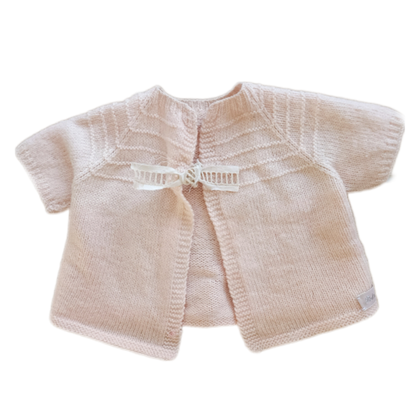 gilet en tricot rose et noeud en dentelle pour cadeau bébé fille à Bourgoin-jallieu